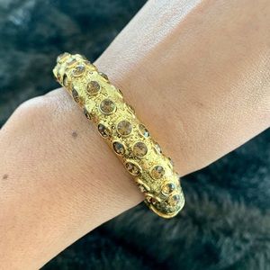 Gold & Bronze Rhinestone Bangle Bracelet